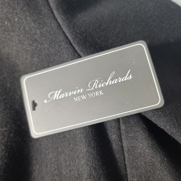 Marvin Richards Black Wool Blend Double Breasted Coat  NEW 2 X - Picture 6 of 6